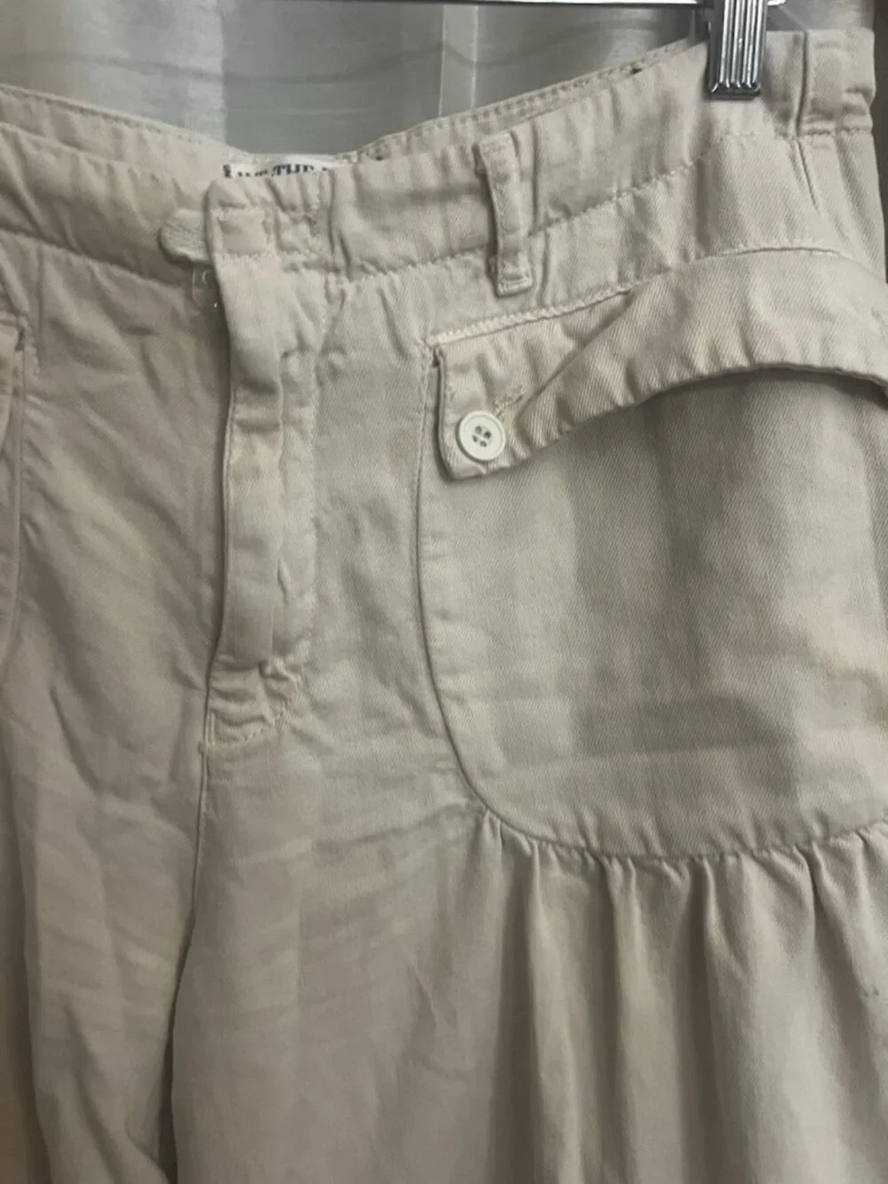 Free People Lotus Parachute Pants Almond Milk Boho Denim Pants Size 30.    H
